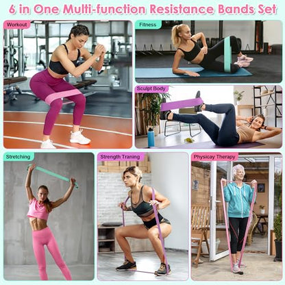 Fabric Resistance Bands for Working Out, Wide Booty Belt with Multiple Resistance Levels. Yoga Balance Balls. Great for HIPS, Thighs Exercises. with Fitness Poster