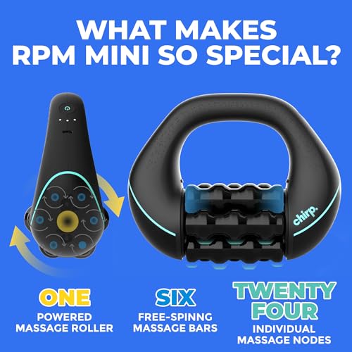 Chirp RPM Mini - Rolling Percussive Massager, Percussive Therapy, Whole Body Relief, Deep Tissue and Muscle Recovery, Percussion Massage, Rechargeable, Hands-Free Base, Powerful, 3-Speed Spin - style: RPM Mini