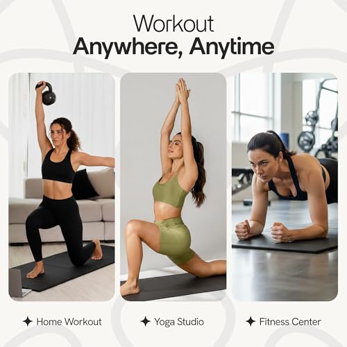 Folding Yoga Mat, TPE Folding Yoga Mat, Foldable Exercise Mat for Yoga, Pilates, Floor Workouts, Compact Design, Travel Friendly, Ideal for Home & Gym, Knee pad, Kneeling pad, No Roll Mat