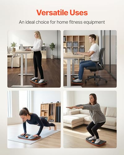 VEVOR Balance Board, Wobble Board Trainer for Adults, Premium Balance Training Equipment Rocker, Compact & Lightweight for Core Workouts, Standing Desk Exercise, Home Gym, Office, Workstation, Black