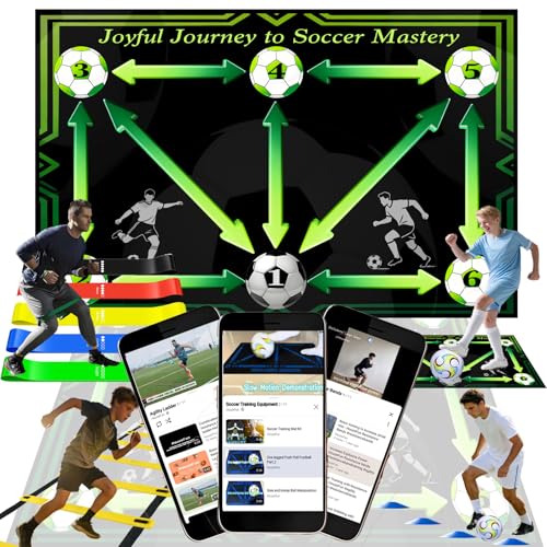 Soccer Training Equipment, Football Practice Aids with Training Mat, Resistance Bands, Ladder, Cones, Improve Agility, Footwork and Coordination - color: Light Green, size: 47"*31"