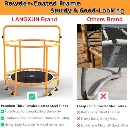 60" 6-in-1 Kids Trampoline, 5ft Mini Toddler Trampoline for Girls Boys - color: Orange&Yellow 6-in-1