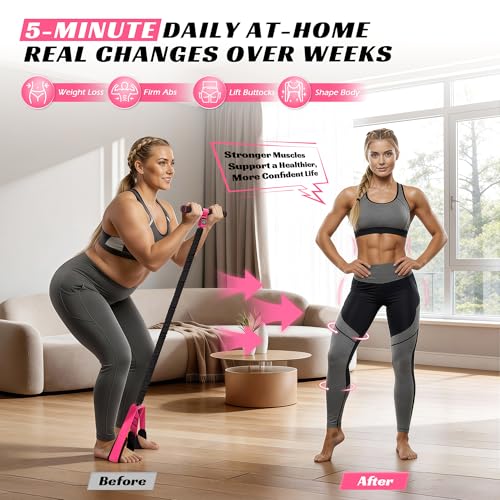 Multifunction Pedal Resistance Band with Handle, Upgraded Exercise Equipment with Soft Foot Pedal for Sit Up & Full-Body Home Gym Workouts, Core/ABS Training, Pilates, Yoga & Physical Therapy - style: 3-Pink-60LBS