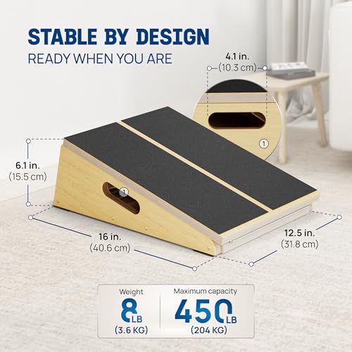 Yes4All Professional Incline Board, Slant Board Calf Stretching, Squat Wedge and Anti-Slip Surface, Portable Side Handle - color: B. 5 Angles - Full Coverage