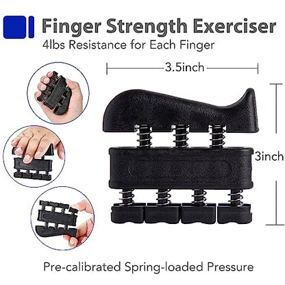 Grip Strength Trainer Kit with Finger Exerciser, Hand Grip Strengthener, Hand Extension Exerciser, Stress Relief Ball, Grip Ring, Gyro Ball for Muscle Building and Injury Recover