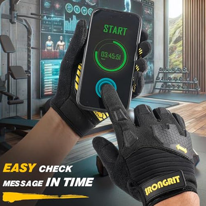 Workout Gloves for Men Women with Anti-Slip Shock-Absorbing Pad, Light Weight Full Finger Gloves Touch Screen Breathable for Gym, Weightlifting,Rowing and Basketball and Cycling - size: Large