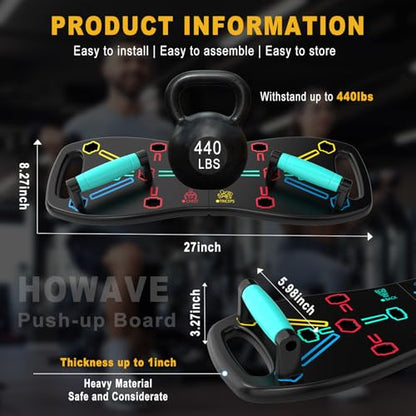 Push Up Board, Portable Pushup Board for Men, Foldable Push Up Bar 20 in 1 for Chest Muscle Exercise Strength Training Equipment, Multifunctional Pushup Handles at Home Gym