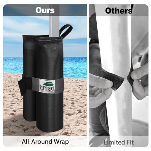 Eurmax USA 4-Pack 150LBS Capacity Universal Canopy Weight Bags,Heavy Duty Windproof Sandbags with All-Around Wrap Design,Ultimate Stability for Pop Up Tent,Shelter in High Winds(Sand Not Included) - color: 4pcs black
