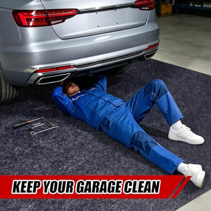 Garage Floor Mat 6x8 FT Waterproof Oil Spill Mat Non-Slip Backing Paking Mat for Under Car Washable Heavy Duty Floor Protector for Garage, Driveway - size: 6‘ x 8'