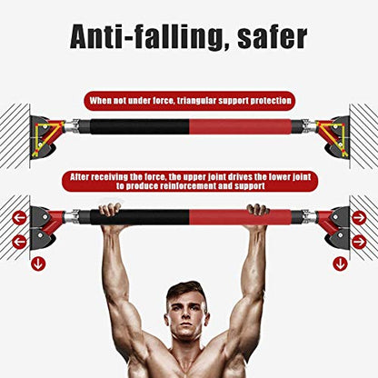 Pull Up Bar No Screw Installation Doorway Adjustable Chin Up Bar Fits Indoor Fitness Workout Stretch,with Safety Buckle&Comfortable Handle Not Hurt The Wall,Maximum Load 500Kg