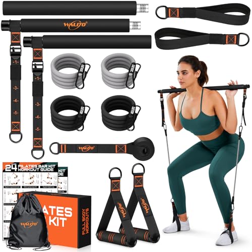 Pilates Bar Kit with Resistance Bands, Workout Equipment for Legs, Hip, Abs - size: 30,40LB