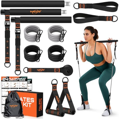 Pilates Bar Kit with Resistance Bands, Workout Equipment for Legs, Hip, Abs - size: 30,40LB