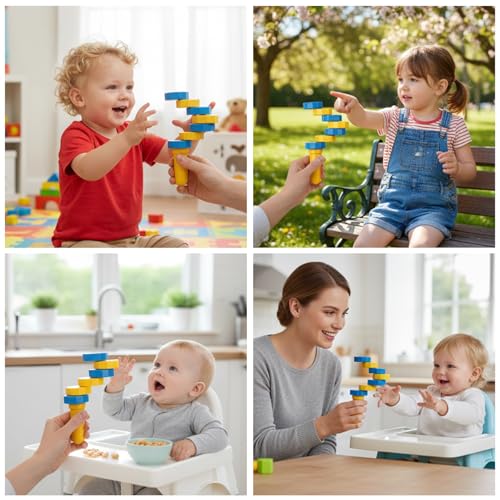 Handheld Wooden Balancers, Wooden Balance Challenge for Coordination Skills, Family Time and Office Stress Relief for Aged 14+, 1pcs Yellow