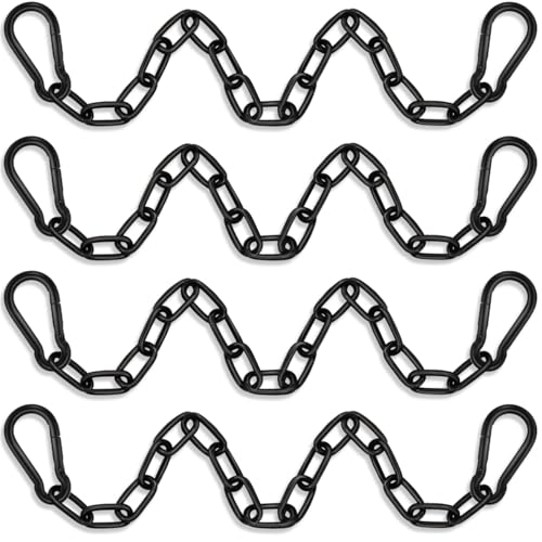 4 Pack Hanging Swing Chain with 8 Carabiners 25.6in, 660LB Capacity Heavy Duty Hammock Hardware Kit for Punching Bags, Swing Chairs, Indoor & Outdoor Gym (Black, 25.6in, 4pcs) - color: Black, size: 25in×4pcs