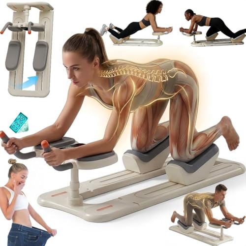 Crawling Training Machine Noiseless Spine Twist & Stretch Trainer Effective Waist & Spine Workout, 3 Adjustable Height LED Counter 230kg Capacity,Detachable,for Full-Body WorkoutWhite,57 in - color: White