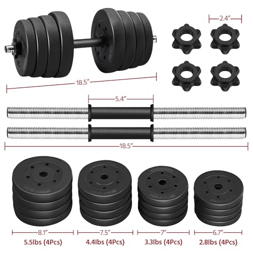 Yaheetech Adjustable Dumbbell Sets Free Weights for Women Men Beginner Dumbbells Changeable Home Gym Apartment Exercise & Fitness Equipment Black - size: 66 pounds
