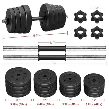 Yaheetech Adjustable Dumbbell Sets Free Weights for Women Men Beginner Dumbbells Changeable Home Gym Apartment Exercise & Fitness Equipment Black - size: 66 pounds