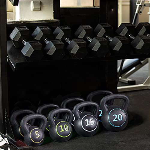 Yaheetech 4 Piece Kettlebell Set 5lb 10lb 15lb 20lb Strength Training Black