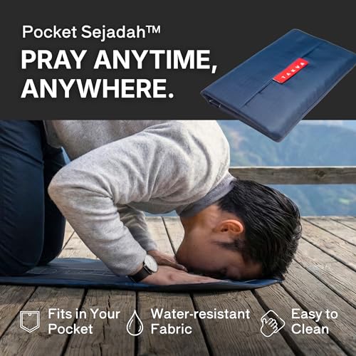 The Pocket Sejadah™ | Portable Foldable Travel Prayer Mat, Waterproof, Ramadan/Eid Gift, Perfect Muslim Gift, Pocket Size (Design in Japan, Made in Turkey) - color: Black