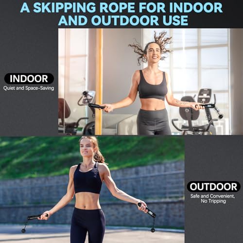 Skipping Rope with Counter, Cordless Jump Rope, Intelligent Timed Weighted Jump Rope, Adjustable Digital Counting Jumps Ropes for Lose Weight, Burn Calories