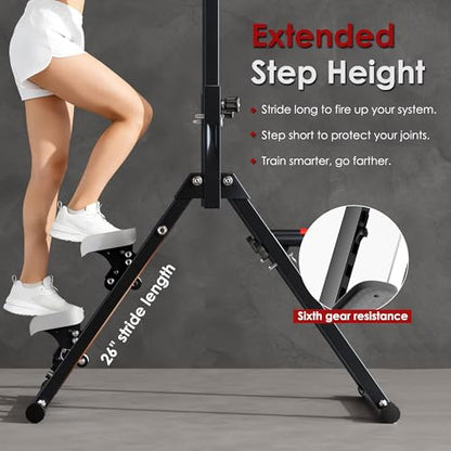 SogesPower Foldable Pull Up Bar Station Power Tower with Stair Stepper,Adjustable Free Standing Pull Up Dip Station for Home Gym,Multi-Function Strength Training Workout Equipment