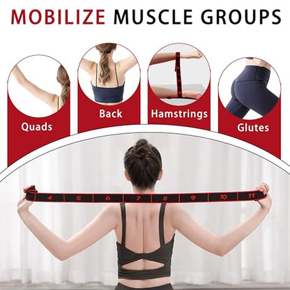 2PCS Elastic Yoga Stretching Strap with 12 Loops Stretch Resistance Exercise Bands for Yoga,Pilates,Dance,Rhythmic Gymnastics,Physical Therapy,Ballet Couple Style