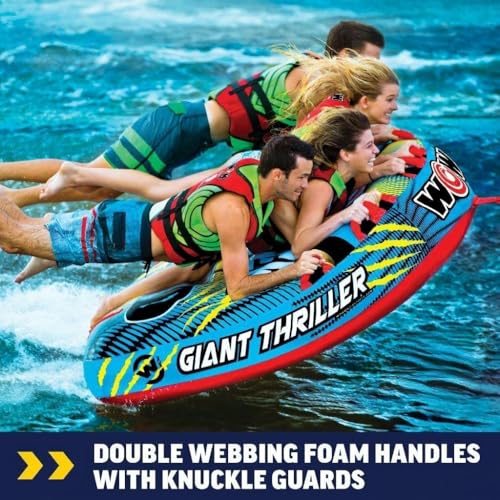 Wow Sports Thriller Towable Deck Tube for Boating Adults, Tubing Boat Inflatable for Water Sports - size: 4 person