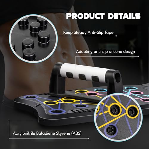 Push Up Board Fitness, 9 in 1 Strength Training Equipment,Home Gym System,Multi-Functional Push up Stands System Fitness Floor Chest Exercise,Training Arm Men & Women Weights