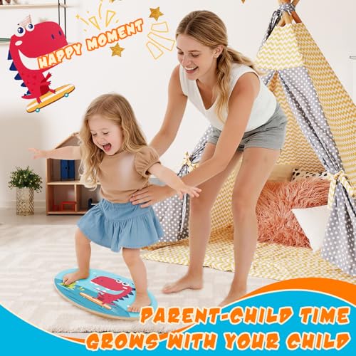 Jomifin Kids Wobble Balance Board - Wooden Rocker Board for Toddlers & Children, 123 LBS Durable Montessori Sensory Training Toy, - color: Red