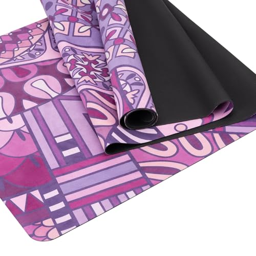 Travel Suede Yoga Mat 1.5mm Thick Non Slip Foldable Lightweigh Sweat Absorbent Exercise Mat for Hot Yoga Pilates Home Gym Outdoor, 72"L x 24"W, 3 lbs