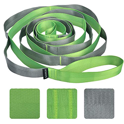 Yoga Straps Stretching Strap with 12 Loops Workout Poster, Straps for Stretching Physical Therapy Equipment Long Stretch Out Bands for Exercise, Pilates and Gymnastics for Women Men