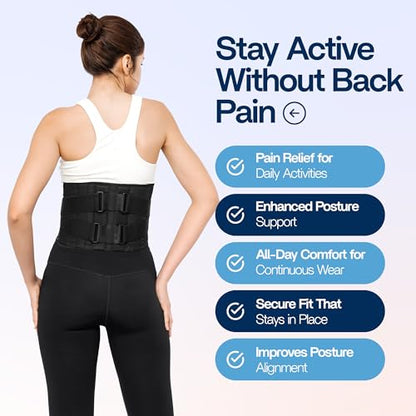 Back Brace for Lower Back Pain Relief | Sciatica Lumbar Support Belt for Men & Women, Adjustable Back Support Brace for Work & Daily Use, All-Day Comfort & Heavy-Duty Compression (Small (28-32.9"))