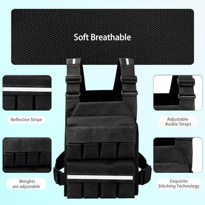 SUNRISING Weight Vest for Men Women，Adjustable Weighted Vests Strength and Endurance Training Fitness Workouts Tactical Running（Excluding Lead Blocks）