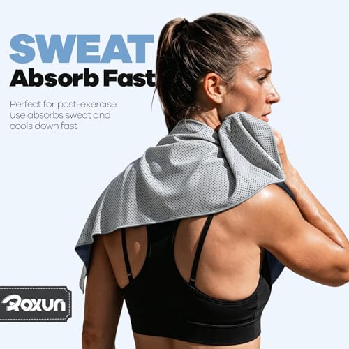 ROXUN Cooling Towels, 4 Pack (40''x12'') Chilly Ice Rags for Neck and Face - color: Grayish Blue+light Pink+green+yellow