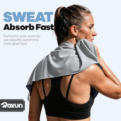 ROXUN Cooling Towels, 4 Pack (40''x12'') Chilly Ice Rags for Neck and Face - color: Gray+blue+pink+green