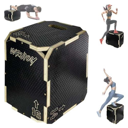 3 in 1 Non-Slip Wooden Plyometric Jump Box Adjustable Box Jumps for Home Gym Step-Ups Training