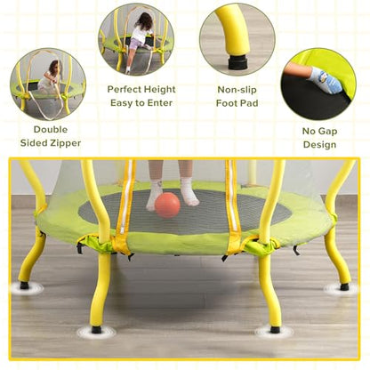 Trampoline, Portable Fitness Foldable Trampoline in-Home Mini Rebounder with Adjustable Handle, Exercise Trampoline for Kid/Adults, 40" Max Load 330lbs (Enclosure, Yellow)