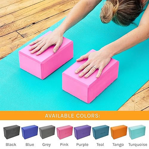 Sol Living Yoga Blocks 2 Pack High Density EVA Foam Yoga Cushion Stretching Pilates Meditation Exercise Equipment Support Deepen Poses Odor Free Non Slip Yoga Accessories - 4" x 6" x 9"- Pink - color: Pink