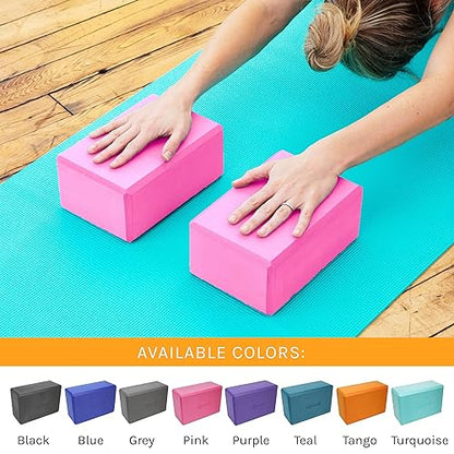 Sol Living Yoga Blocks 2 Pack High Density EVA Foam Yoga Cushion Stretching Pilates Meditation Exercise Equipment Support Deepen Poses Odor Free Non Slip Yoga Accessories - 4" x 6" x 9"- Pink - color: Pink