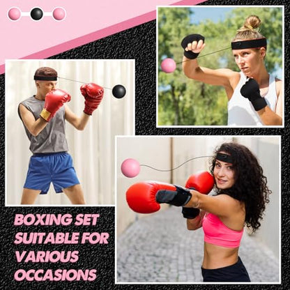 Boxing Reflex Balls Set 3 Different Balls Adjustable Headband Boxing Gloves Gift Men Teen for Punching Speed Hand Eye Coordination Training Boxing Equipment