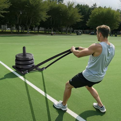 VEVOR Football Sleds and Chutes, Weight Sled, Football Training Pull Push Running Sled, Fitness Workout Sled Push Gym Equipment, Adjustable Height Handle, Compatible 1/2 in Weight Plates