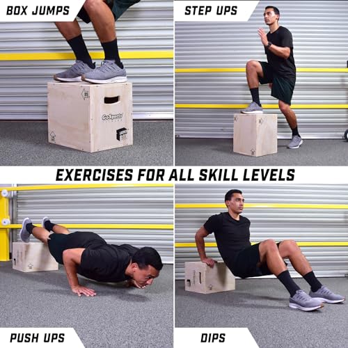 GoSports Fitness 3-in-1 Plyo Jump Box - Small, Standard, or XL - Launch Box Exercises for All Skill Levels - style: Small - 12 Inch x 14 Inch x 16 Inch