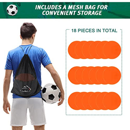 Poly Spots 4 Inch & 9 Inch Non-Slip Flat Cones Spot Markers for Gym Floor - style: Orange 18 Pcs 9inch