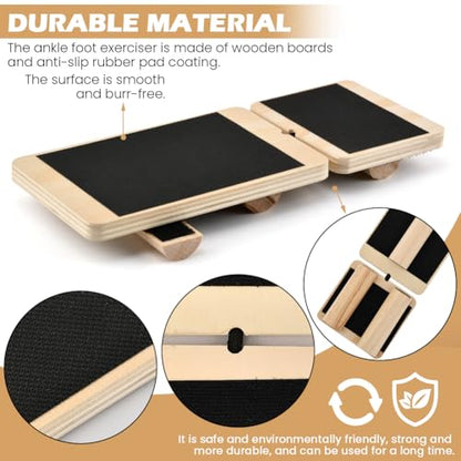 Ankle Balance Board with Massage Ball, Foot Strengthener Trainer | Wooden Balance Board, Foot Massage Ball, Non-Slip Design, Beginner-Friendly, For Ankle Strength Training