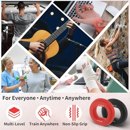 Hand Grip Strengthener, Adjustable Strength Grip, Silicone Grip Circle, for Men Adult, 2 Pcs - color: Red & Black(60/70LB,70/80LB)