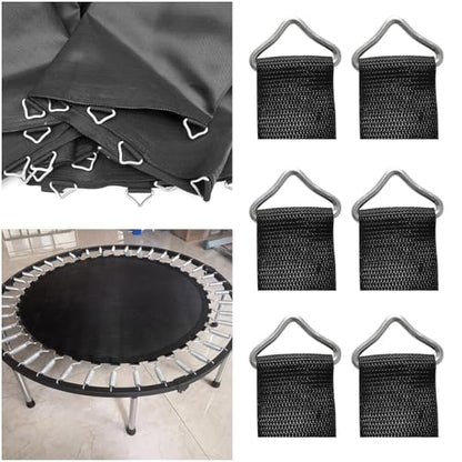 20 Pack Trampoline Triangles Buckle Replacement Stainless Steel Triangle Ring with Sewing Straps Connector for Outdoor Trampoline Springs Indoor Fitness Rebounder Trampoline Mat Round Frame
