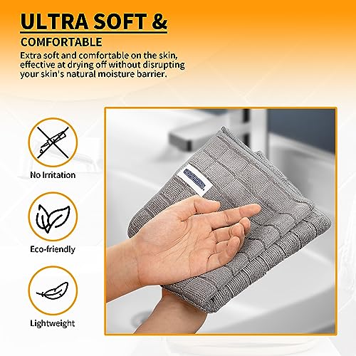 Hand Towels, 12 Pack 25''*15'' Gym Towels, Grey Quick Dry Lint Free Soft Absorbent Bulk Checkered Fingertip Washcloths Bath Towels for Bathroom Kitchen Salon Workout Shower