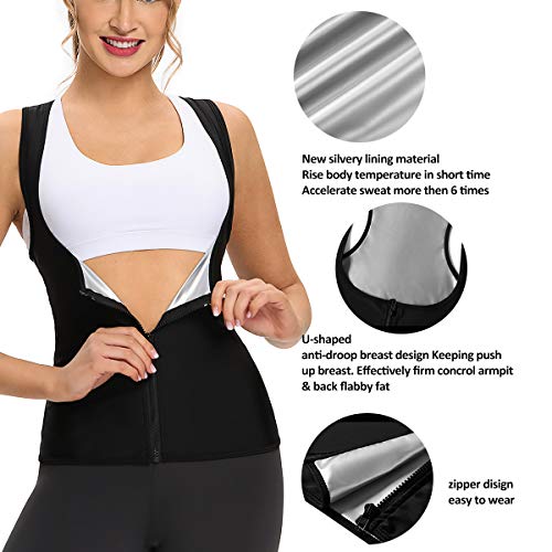 Women Neoprene Sweat Vest for Women Sauna Suit Hot Sweat Waist Trainer Vest Slimming Body Shaper - color: Black#1, size: Small