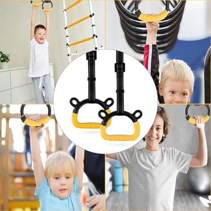 Proberos® 1 Pair Kids Gymnastic Rings Safe 400Kg Loading Robust Gymnastic Rings for Home Exercise 200cm Adjustable Gymnastic Ring, Home Fitness Equipment, Indoor and Outdoor Pull-up Bar