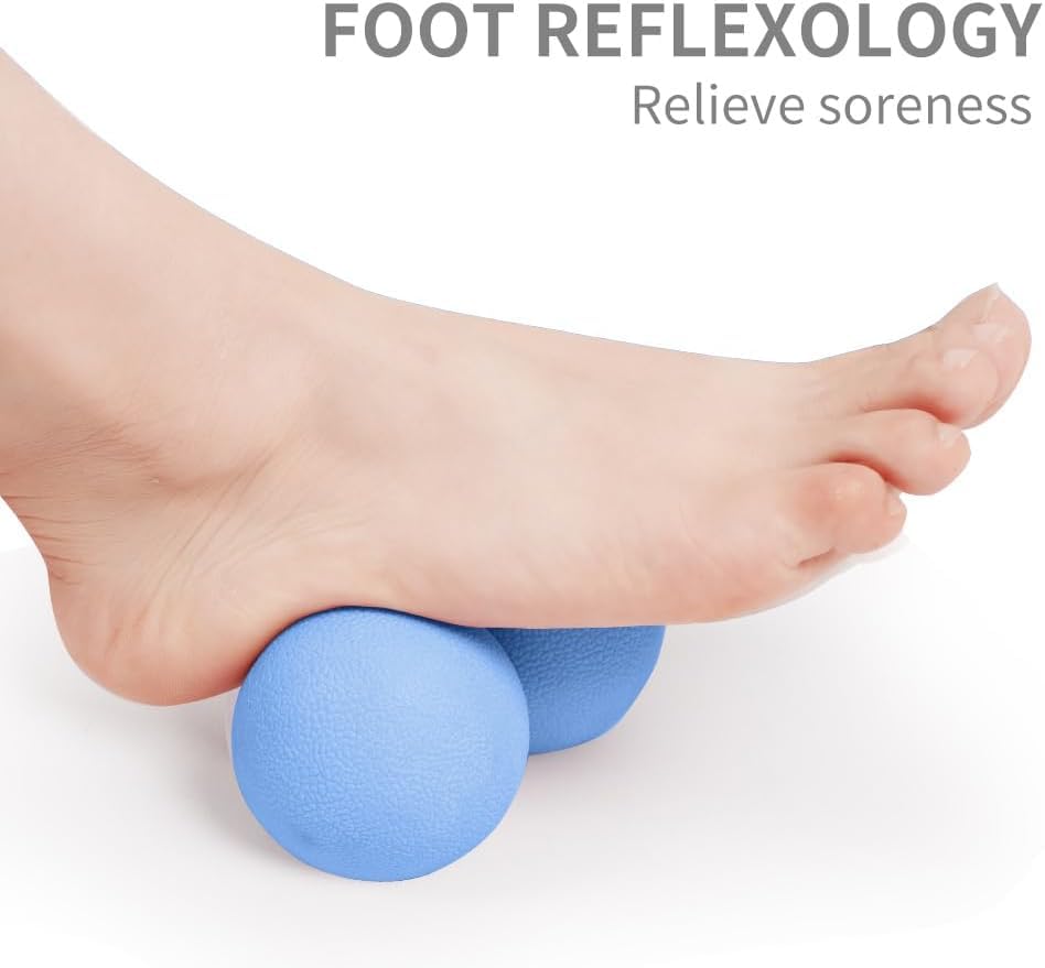 Double Lacrosse & Micro-Elastic Peanut Massage Ball - Myofascial Release Tool for Muscle, Back, Foot, and Physical Therapy, Mobility Roller for Acupressure and Relaxation (Blue)